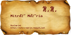 Mitró Mária névjegykártya